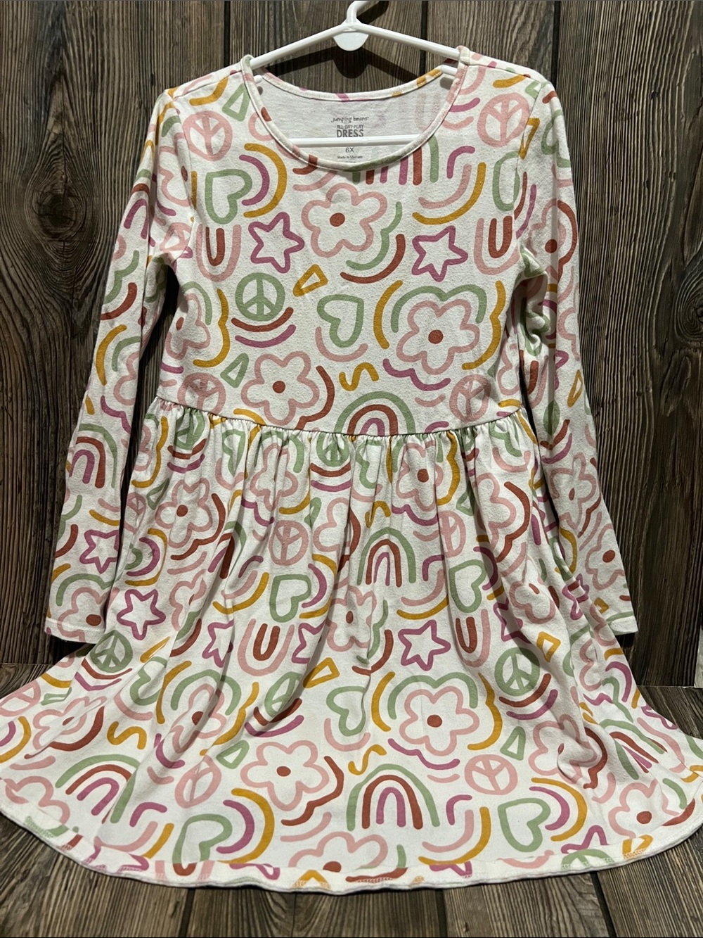 jumping beans Multicolor Rainbow & Flower Long Sleeve Dress